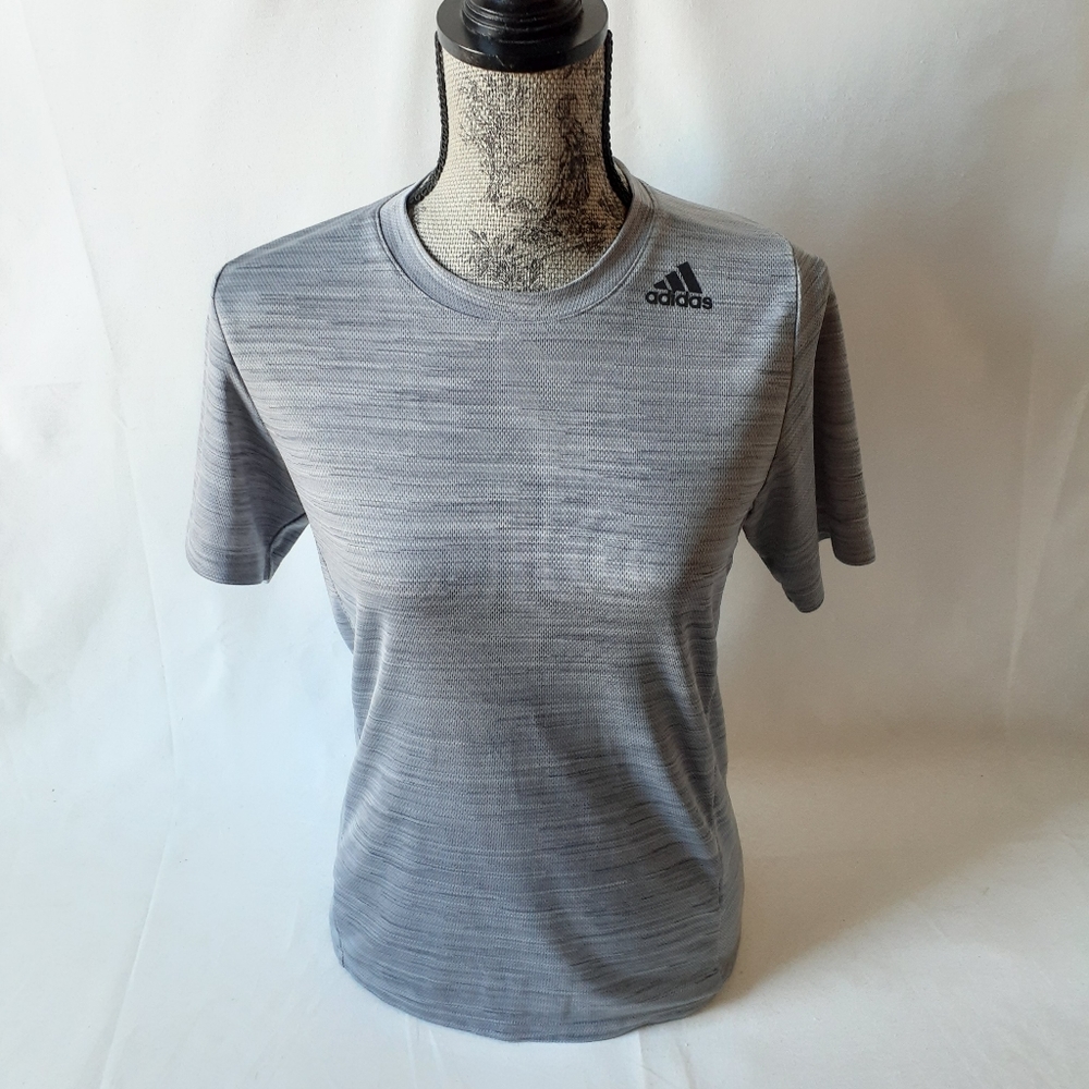 Adidas women's gray short sleeve athletic top